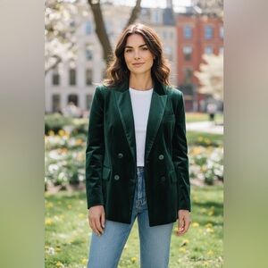 Blank NYC Street Smart Velvet Blazer in Emerald Green